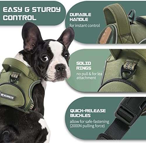 No Pull Dog Harness for Large Dogs, Adjustable No Choke Pet Vest with Dog Leash Fit Smart Reflective Pet Walking Harness for Training Easy Control Soft Handle Green XL