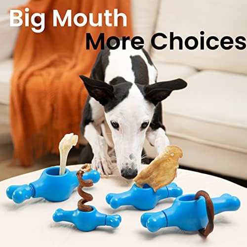 Interactive Bully Stick Holder for Dogs, Prevent Chocking Safety Device, Long Enough Screw to Lock, Seesaw Shape(Small)