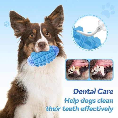 YINEYA Dog Toys for Aggressive Chewers, Tough Squeaker Dog Toys, Dark Blue