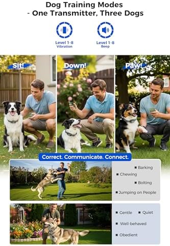 Teendow Wireless Dog Fence with Remote, Dog Training Collar IPX7 Waterproof, Wireless Dog Fence System with HD Display, Electric Perimeter Collar, Tool-Free, Rechargeable, Pet Training & Bark Control