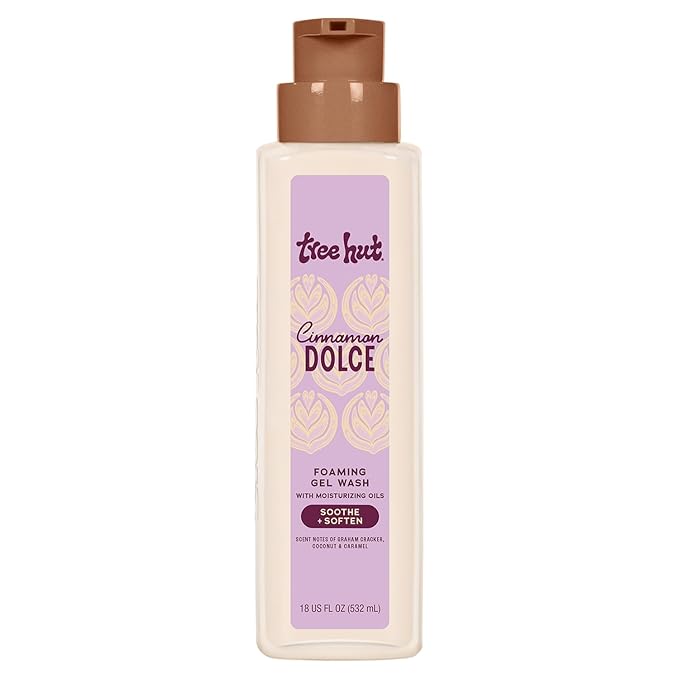 Tree Hut Cinnamon Dolce Foaming Gel Body Wash, Mothers Day Gifts, Hydrating & Moisturizing Shower Gel for Soft, Smooth, Radiant Skin, Cozy Café Scent, 18 fl oz
