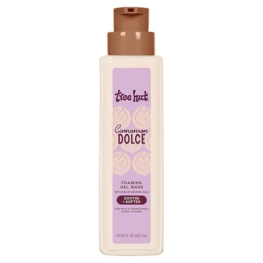 Tree Hut Cinnamon Dolce Foaming Gel Body Wash, Mothers Day Gifts, Hydrating & Moisturizing Shower Gel for Soft, Smooth, Radiant Skin, Cozy Café Scent, 18 fl oz