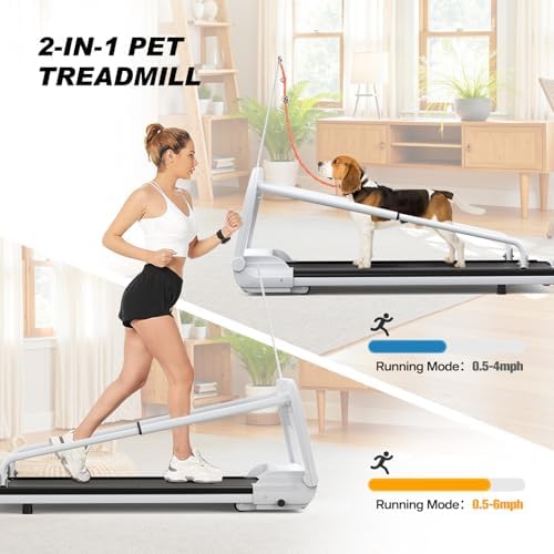 Dog Treadmill for Small/Medium Pets - Quiet Smart Pacer Treadmill, Indoor Fitness Machine with LED Display, 220LBS Capacity, Foldable Design & 0.5-6.5mph Speed