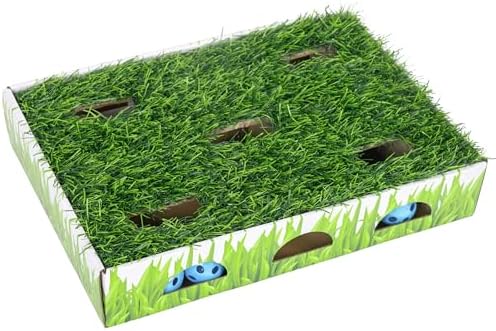 Catstages Grass Patch Hunting Box Cat Toy, Faux Grass & 3 Balls, 10" x 14"