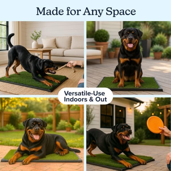 PETMAKER Artificial Grass Puppy Pee Pad for Dogs and Small Pets, 27” x 41” | Reusable 4-Layer Turf Pads for Dogs with Tray, Indoor and Outdoor Fake Grass Potty, Pet Housebreaking Supplies