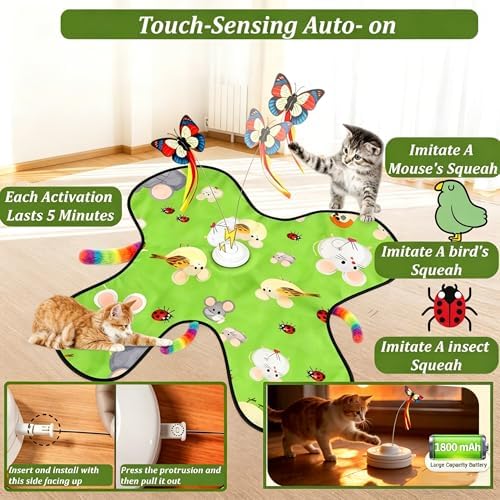 Interactive Cat Toys for Kitten & Adult Cats 3-in-1 Touch Activated