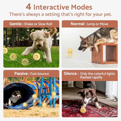 [2026 Latest Smart Dog Balls, Interactive Dog Toys, 4 Movement Modes, Durable TPU Material, Motion Activated Automatic Moving Rolling Ball for Small/Medium/Large Dogs