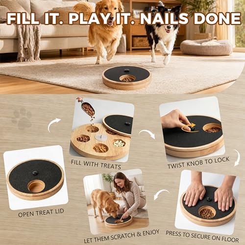 Dog Nail Scratch Board with Treat Box, Stress-Free Nail File Toy