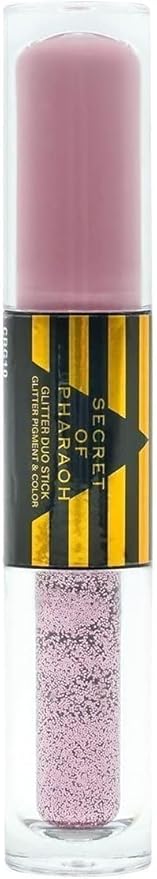 EBIN NEW YORK Secret of Pharaoh Glitter Duo Stick Pink Pyramid | Dual-Ended Primer & Glitter Face Makeup Stick | Creamy Long-Lasting Shimmer Finish | Vegan & Cruelty-Free