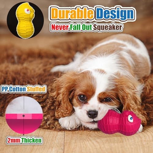 HOLYSTEED Latex Squeaky Dog Toys for Small Dogs, Mini Breeds, 1.6" Peanut