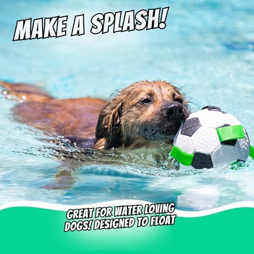 Hyper Pet Grab Tabs Dog Soccer Ball with Straps (7.5") Indoor or Outdoor; Interactive Durable Fetch Ball with Tug Toy for All Dog Breeds