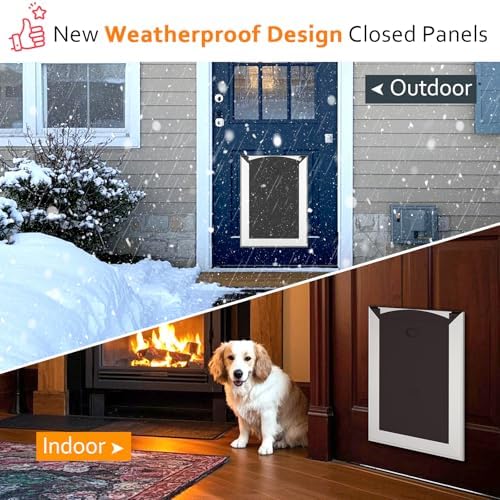 [Classicmacher] Aluminum Heavy Duty Large Dog Door Up to 100lbs Silver