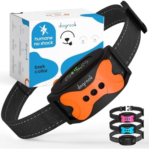 Dogrook Humane No Shock Rechargable Beep & Vibration Bark Collar for Dogs