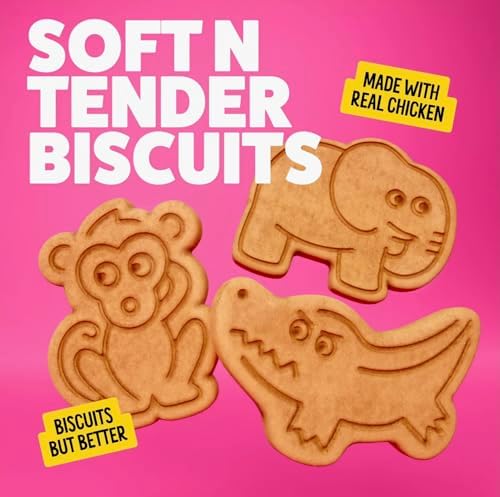 Bonkers Soft & Meaty Chicken Flavor Biscuit Zoo Animal Shaped Treats for Dogs 5.6 oz Bag (Pack of 2) with Bone Waste Bag Dispenser & Free Roll