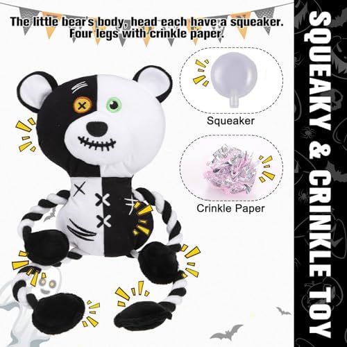 EXPAWLORER Halloween Dog Toys for Aggressive Chewers, Interactive Doggie Squeaky Bear Toy, Indestructible Plush Toys with Crinkle Paper, Durable Chewing Toys for Small Medium Large Dogs