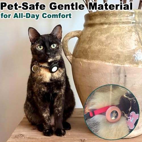 Cat Collar Airtag Holder, 4 Pack Silicone Air Tag Case for Cats | Pet Safety Silicone,Durability,Comfortable,Lightweight,for AirTag & Same-Size Trackers,more colors(Red+Orange+Green+Yellow)