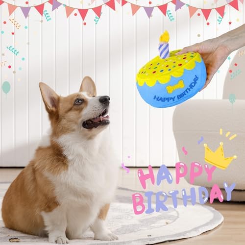 Dog Birthday Cake Toy, Larger Birthday Gift with Music Box
