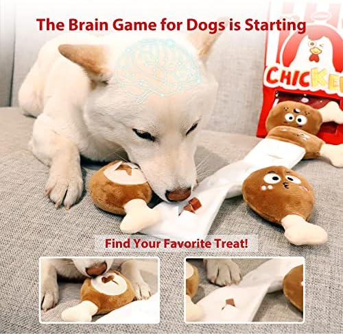 Gigwi Interactive Dog Puzzle Toys, Enrichment Snuffle Dog Toys for Boredom and Stimulating, 4 Packs Crinkle Dog Squeaky Toy for Small, Medium and Large Dogs