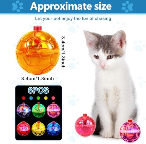 Sratte 6 Pcs Cat Ball Ghost Hunting Light up Toy, Bright Color