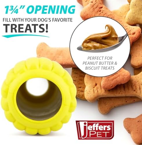 Jeffers Pet Natural Rubber Dog Chew Toy – Yellow Corn, Medium – Treat Dispensing, Vanilla Scent, Durable, Non-Toxic, Dishwasher Safe, Interactive Fetch & Tug Toy - Perfect for Training