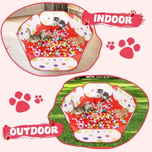 Foxtell Cat Ball Pit Include 229 PCS Interactive Cat Toys for Indoor Bored Self Play Enrichment Toy for Indoor Cats Interactive Fun and Exercise