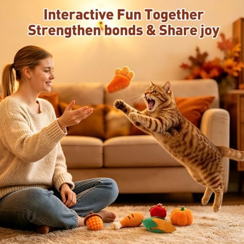CiyvoLyeen Plush Thanksgiving Catnip Toys for Indoor Cats 6 Pack