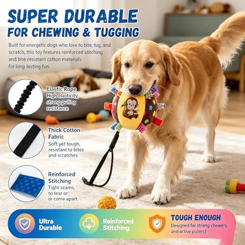 Colorful Squeaky Hanging Dog Training Toy, Built-in Bell, Cotton Material
