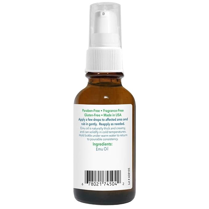 Emu Joy Emu Oil Organic - 100% Pure, Made in the USA - Emu for Skin, Face, Hair, and Nails, Piercing Bump Oil & Tattoo Aftercare (New Packaging, 1 Fl Oz)