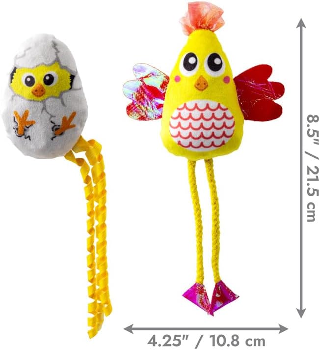 KONG Scrattles Chicken Duos – Chicken and Egg - Crinkly, Rattling Cat Toys with Catnip for Active Play