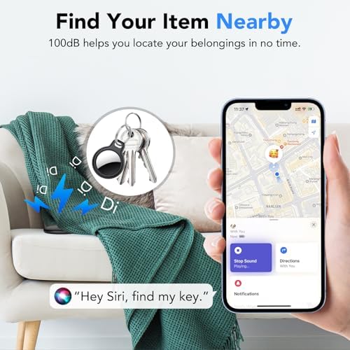 Air Tracker Tags-4 Pack, 2026 New [Apple MFi Certified], Bluetooth Tracker Work with Apple Find My (iOS Only), Replaceable Battery Last 2 Years, IP68 Waterproof Item Finder for Luggage/Key/Suitcase