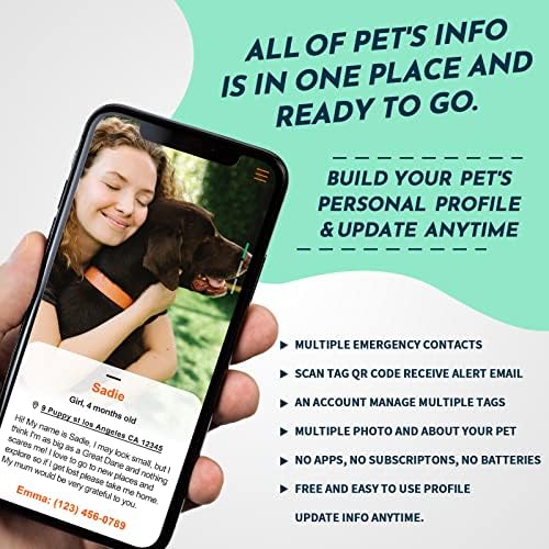 MYLUCKYTAG NFC&QR Code Personalized Dog Cat Tag, Online Pet Profile, Scan QR Receive Instant Pet Location Alert Email