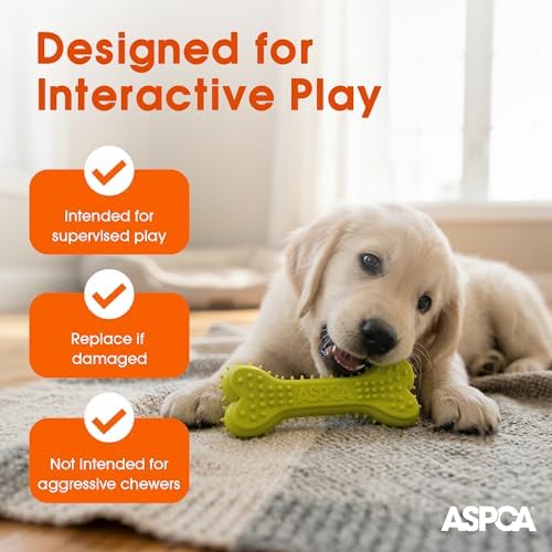 ASPCA 2-Pack Spiky TPR Puppy Teether Bones – Vanilla-Scented Teething Toys for Gum Relief, Gentle Chewing & Interactive Play
