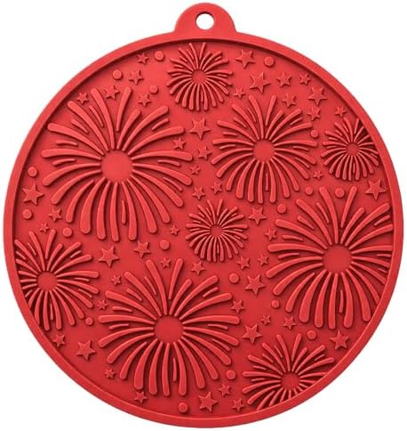 SodaPup USA K9 Fireworks eMat – Durable Enrichment Feeder Lick Mat for Dogs & Cats, Non Toxic Pet Safe Food Safe Material, Made in USA, Slow Feeder for Calming & Digestive Health