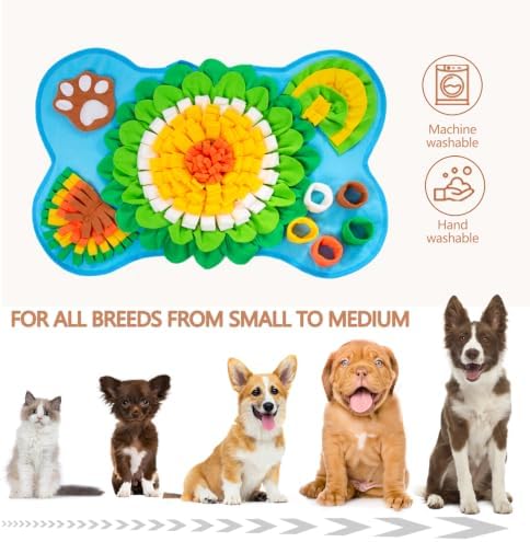 Snuffle Mat for Dogs, Pet Snuffle Mat for Small and Medium Dogs, Interactive Sniff Mat Feeding Mat for Puppies, Slow Feeder Dog Treat Mat for Training and Stress Relief (Bone Shape) (Blue, One Size)