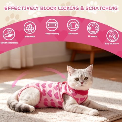 EMUST Recovery Suit for Cats, Soft Breathable Surgical Suit Anti Licking