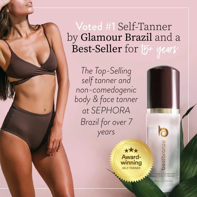 Best Bronze Clear Self Tanner Kit Mousse with Mitt – Sunless Tanner Foam for Customizable Self Tan, Light to Dark Fake Tan – Vegan Tanning Mousse – Sunless Tanning Foam (5.07 Fl Oz & Mitt)