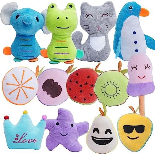 HDMOTU Pack of 26 Soft Small Medium Dog Squeaky Toys,Cute Puppy Favorite Comfortable Squeakers Toy,Multicolored for Puppy