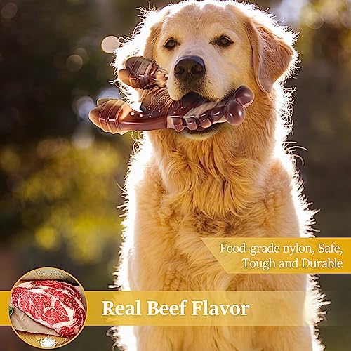 NEZIN Dog Chew Toys, Indestructible Dog Toys for Aggressive Chewers, Tough Dog Toys, Durable Dog Chew Toys for Large Medium Breed, Interactive Dog Toys with Real Beef Flavor (Lobster)