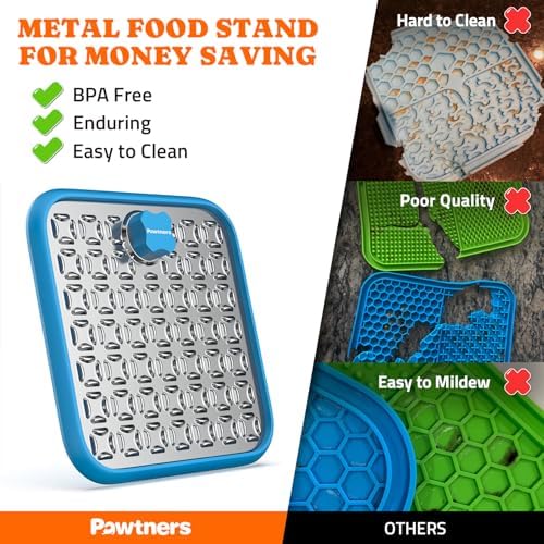 Pawtners Stainless Steel Large Lick Mat for Dogs, 2 Pack, Blue