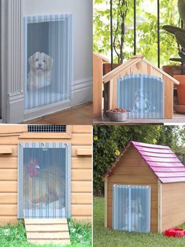 MEWTOGO 15.7 in x 4.9 ft Dog Door Replacement Flaps - Safe Plastic Vinyl Strip for DIY Doghouse Entry Door or Cat Door, Transparent Dog House Door Flap, Easy to Cut & Install | Easy to Install & Cut Transparent Vinyl Strip for Doggie/Doggy/Cat Entry Door