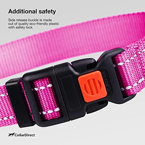 Reflective Dog Collar, Quick-Release Buckle (Pink, 7-11 Inch (New))
