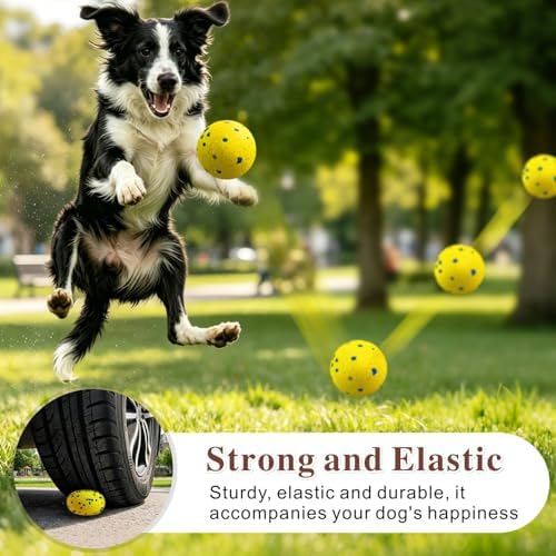 Idepet Dog Toy Ball Tennis Balls for Aggressive Chewers,Nontoxic Bite Resistant Toys ETPU High-Bounce Floating Fetch Toys for Teething for Small Medium Dogs (Green&Yellow, 4 Balls-2.75in)