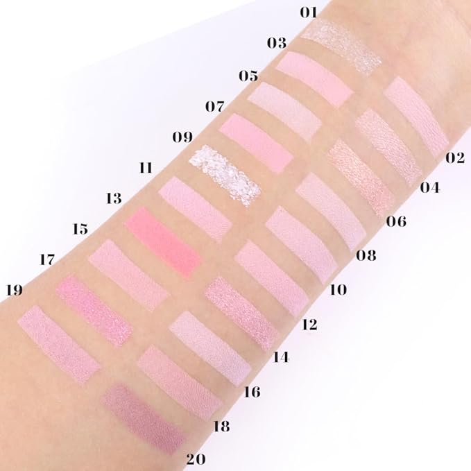 SUAKE Nude Pink Eyeshadow Palette, Matte & Shimmer, High Pigmented 20 Colors Brown Purple Eye Shadow Primers for Eye Makeup, Korean Powder Palet de sombras de ojos (02#-PINK-20 COLORS)