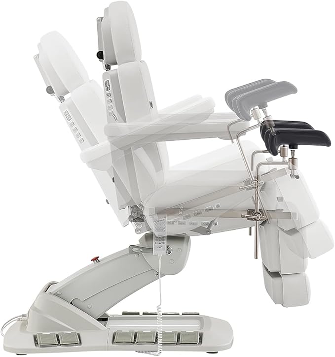 Dir Medical Spa Chair 4-Motor Electric Medical Examination Room Table with Stirrups Spa Beauty Bed Esthetician Chair Facial Bed with Position Memory Function Geneva