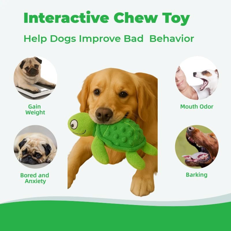 Plush Turtle Dog Toy with Squeaker for Small Dogs and Puppies