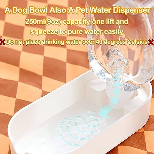 2-in-1 Dog Bowl & Water Bottle, Large Food Container for Dog Treats, Steak, Sticks, Bars - Portable Pet Dispenser for Hiking, Travel (Blue)