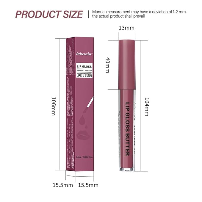 Brown Nourishing Lip Plumper Gloss, Wine Red Moisturizing High Shine Nude Lip Glow Oil, Long Wear Hydration Mini Liquid Lipstick Makeup, Fresh Lightweight Glossy Plumping Lip Gloss for Women (01#)