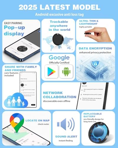 Air Tags for Android,Air Tags-2 Pack Android,Air Tracker Tags,2 Year Battery Life,Google Find Trackers for Google'S Find Hub App,IP65 Waterproof Luggage Tracker Tags for Keys
