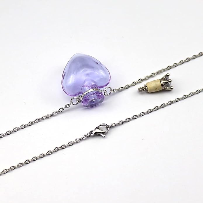 1PC 1PC Colorful Heart Vial Perfume Bottle Necklaces Stainless Steel Chain Make a Wish Aroma Essential Oil Diffuser Pendant necklace Women Jewelry