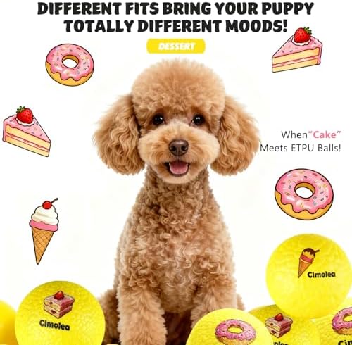 Dog Balls Tennis Balls for Dogs, Interactive Dog Toys for Aggressive Chewers, Dog Toy to Keep Them Busy, Puppy Chew Toys for Teething, Durable Dog Ball for Medium Small (Dessert-2.6")